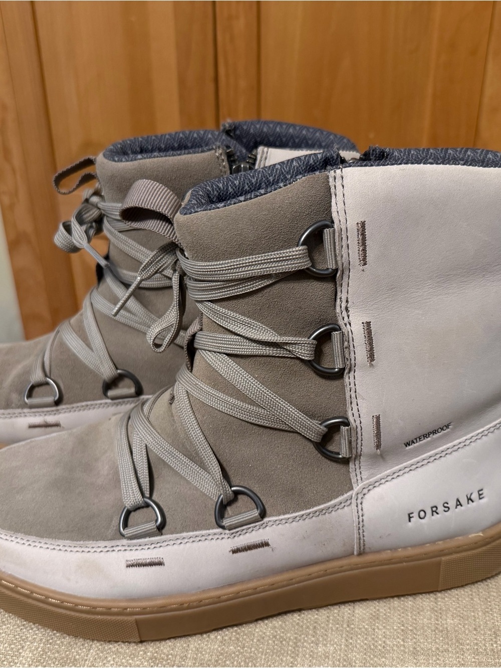 Forsake Women's Lace-Up Winter Boot in Grey and White